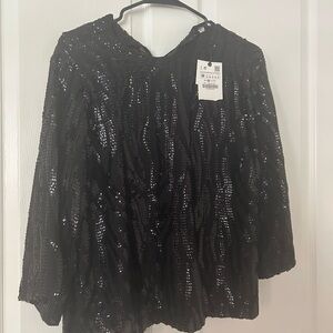 Zara Black Sequin Blouse